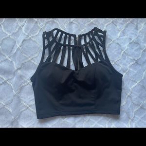 Black Caged Cutout Crop Top Size M